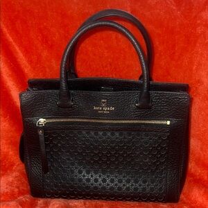 Gorgeous Black Leather Kate Spade New York Hand Bag 10 x 12 - Like New